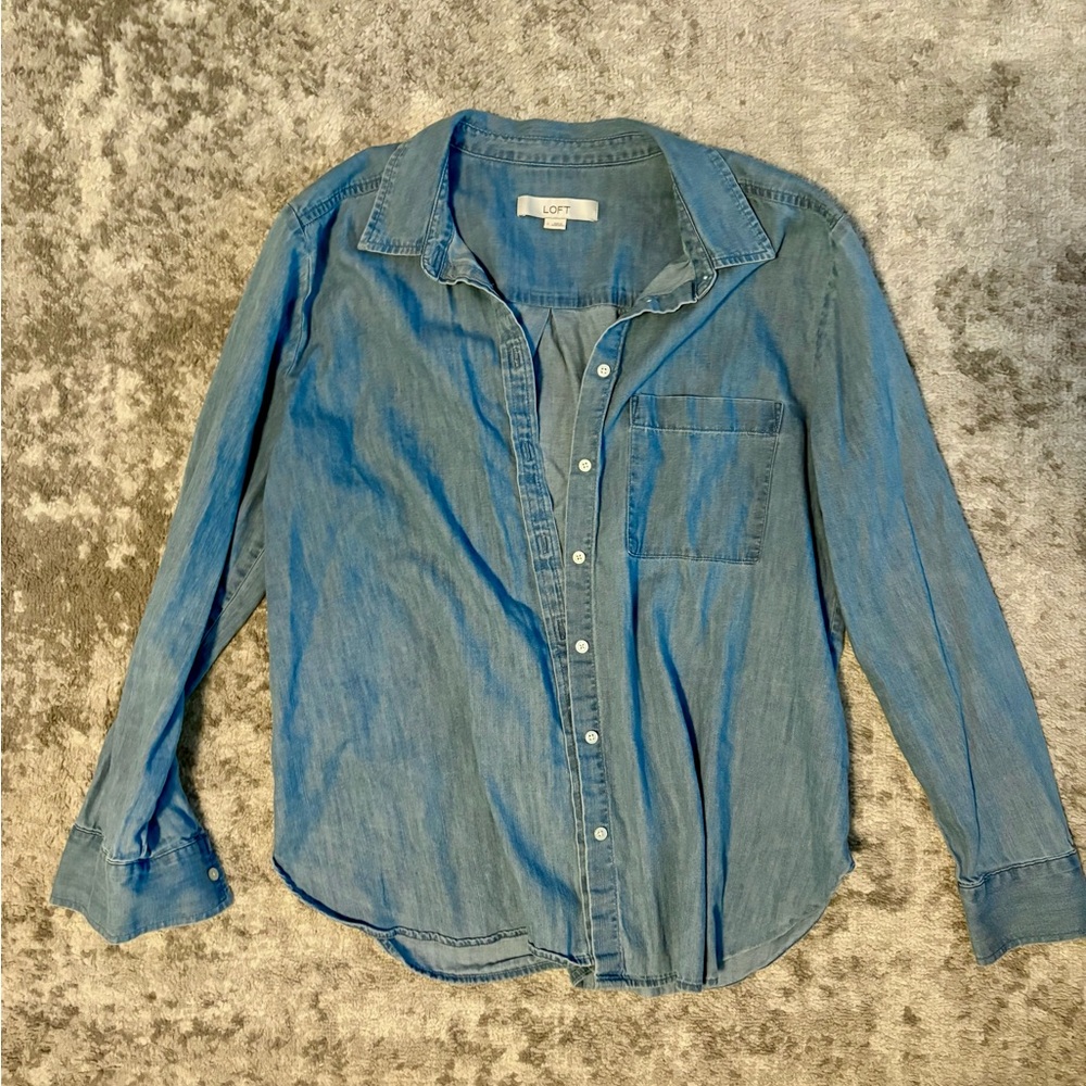 LOFT Light Blue Denim Top